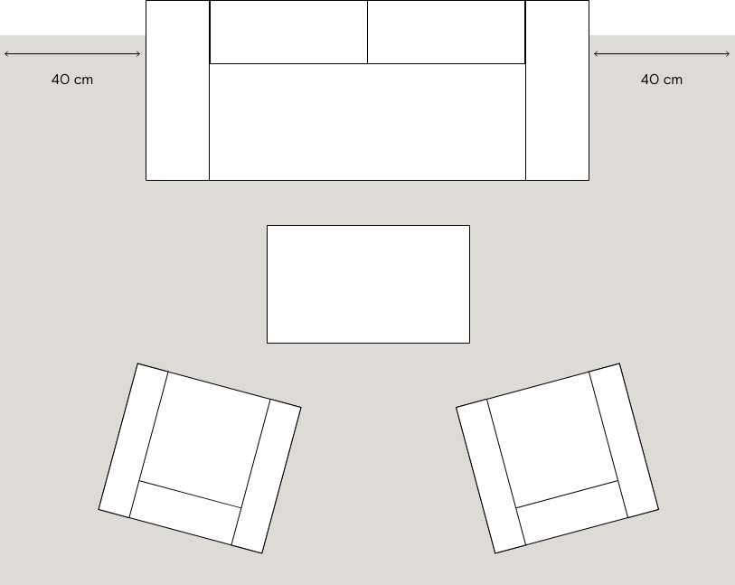 Ritning av möblering mattskola för soffgrupp vardagsrum